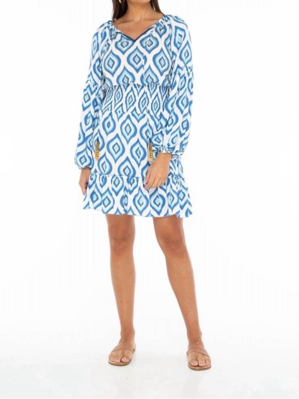SKEMO java montana short dress in blue & white